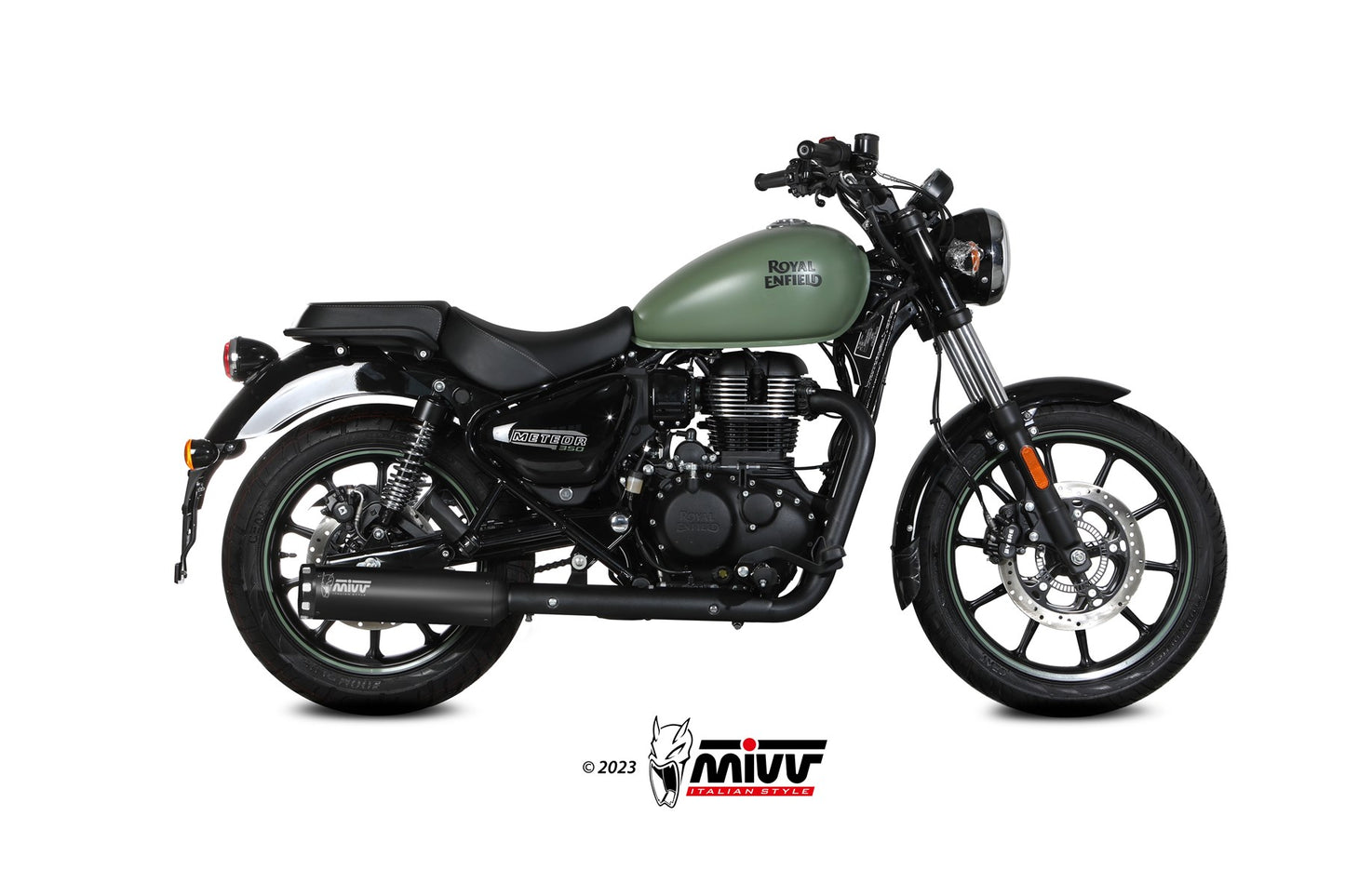 MIVV HR-1 Auspuff schwarz passend für ROYAL ENFIELD METEOR 350 2021-2024