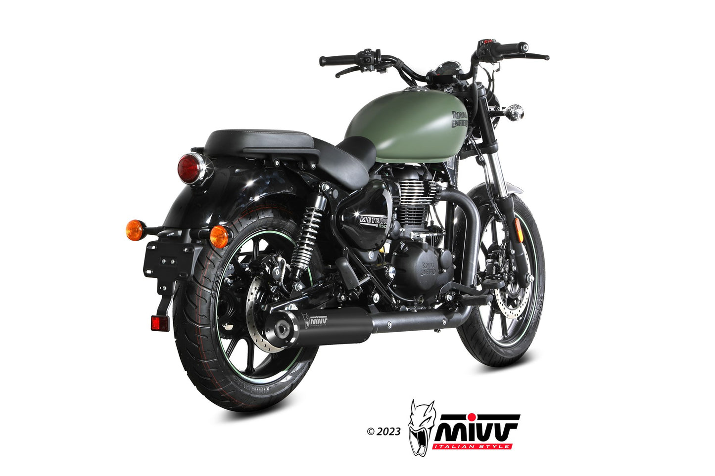 MIVV HR-1 Auspuff schwarz passend für ROYAL ENFIELD METEOR 350 2021-2024