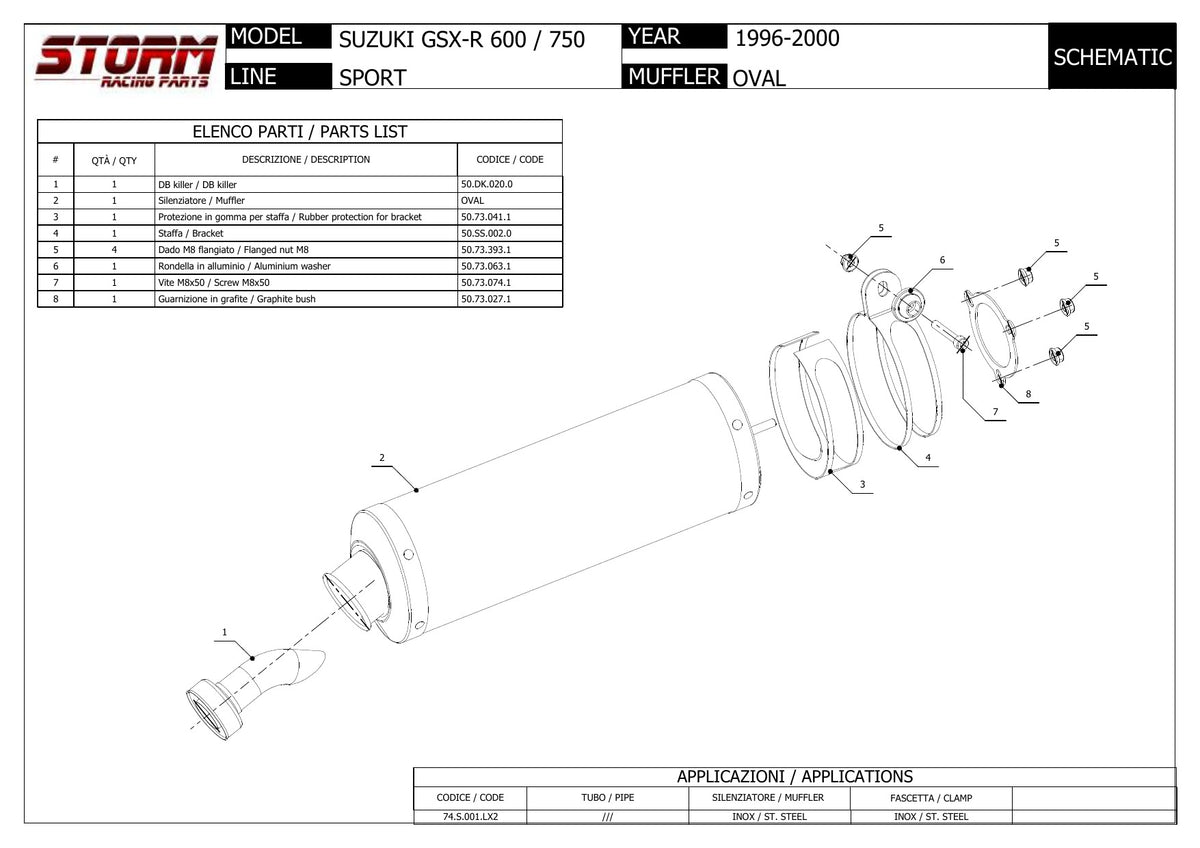 STORM OVAL Auspuff passend für SUZUKI GSX-R 600 1996-2000