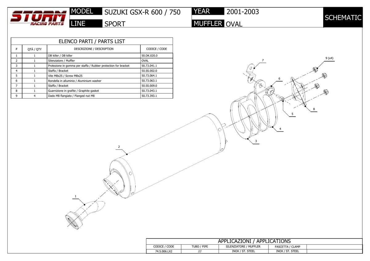 STORM OVAL Auspuff passend für Suzuki GSX-R 600/750 2001-2003