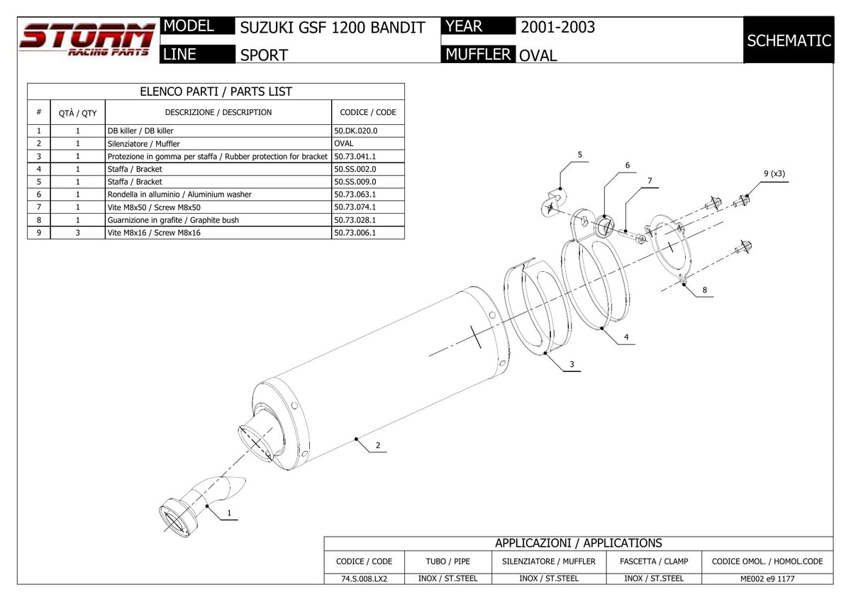 STORM OVAL Auspuff passend für Suzuki GSF 1200 Bandit 2001-2003
