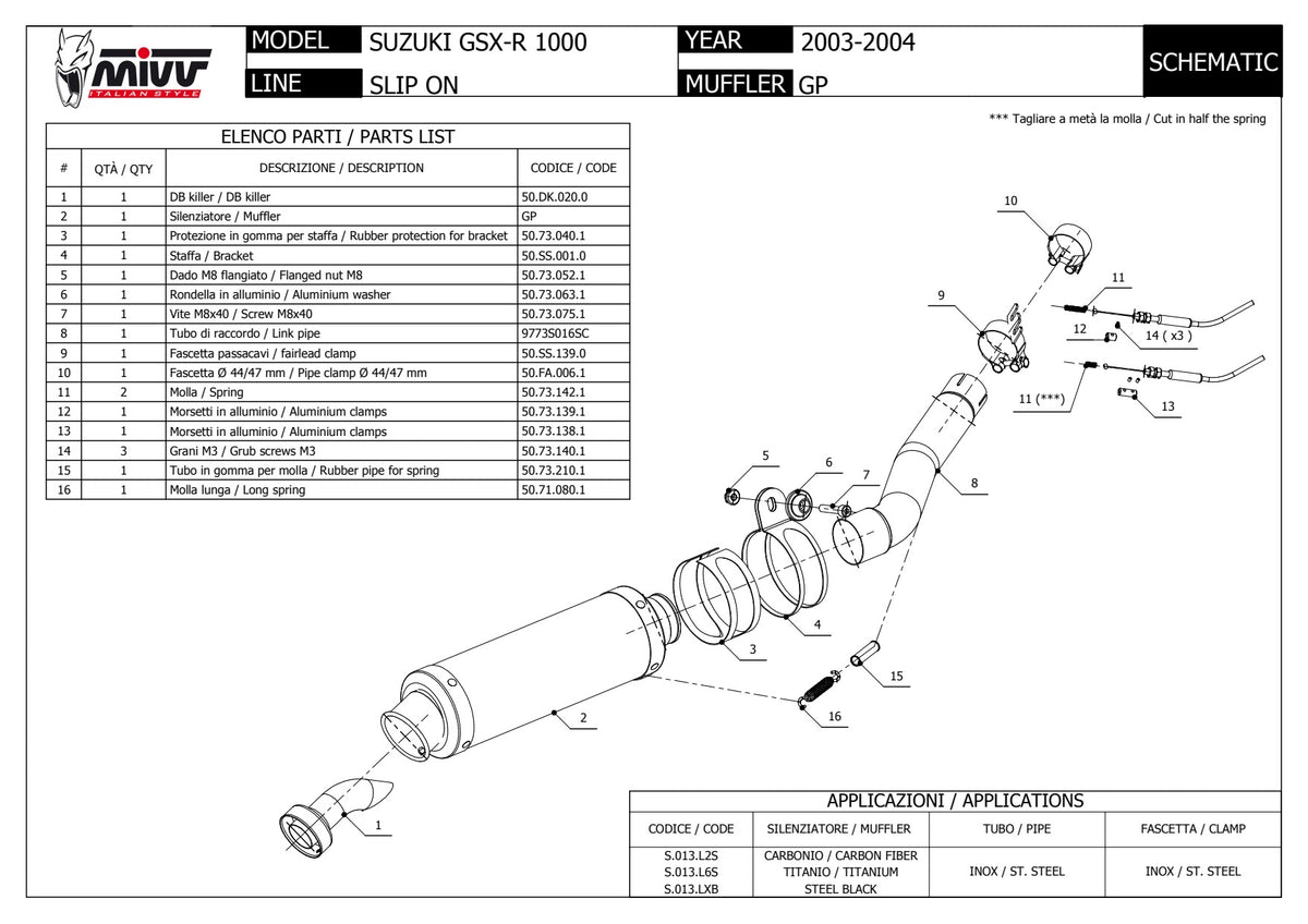 MIVV GP Auspuff Carbon passend für Suzuki GSX-R 1000 2003-2004