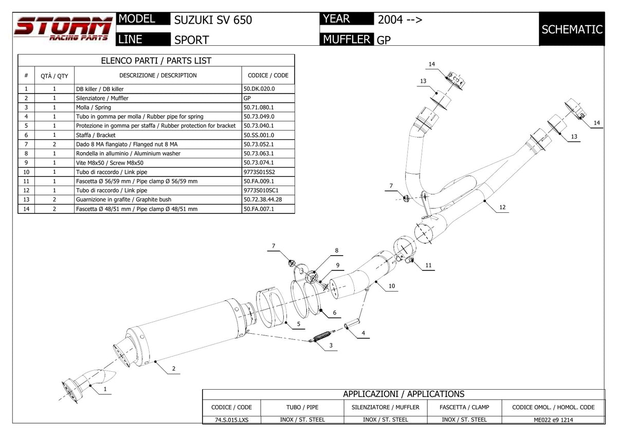 STORM GP Auspuff Edelstahl passend für Suzuki SV 650 2004-2015