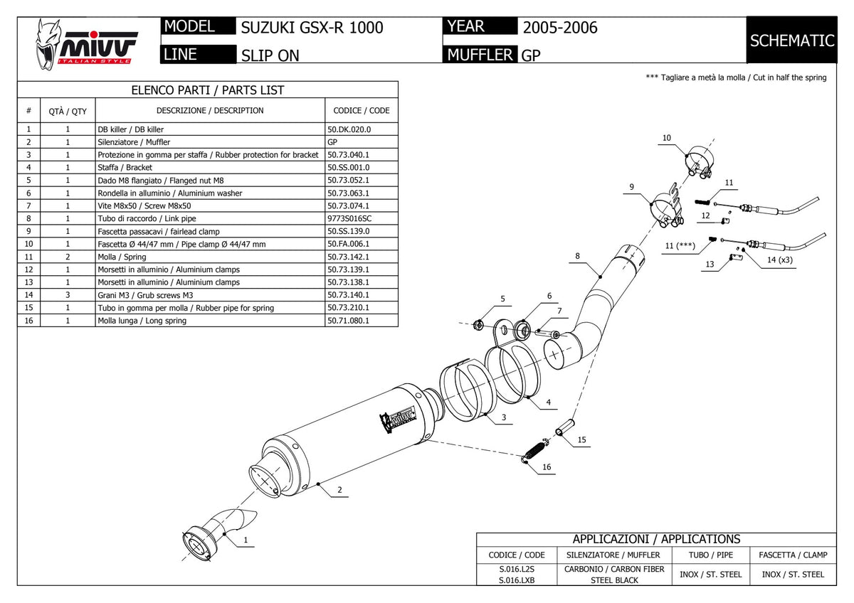 MIVV GP Auspuff Carbon passend für Suzuki GSX-R 1000 2005-2006