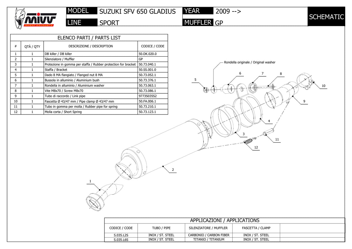 MIVV GP Auspuff Carbon passend für Suzuki Gladius 2009-2015