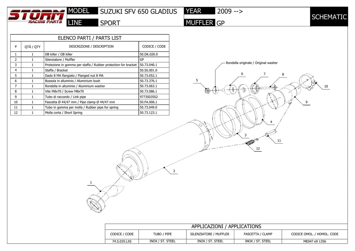 STORM GP Auspuff passend für Suzuki Gladius 2009-2015