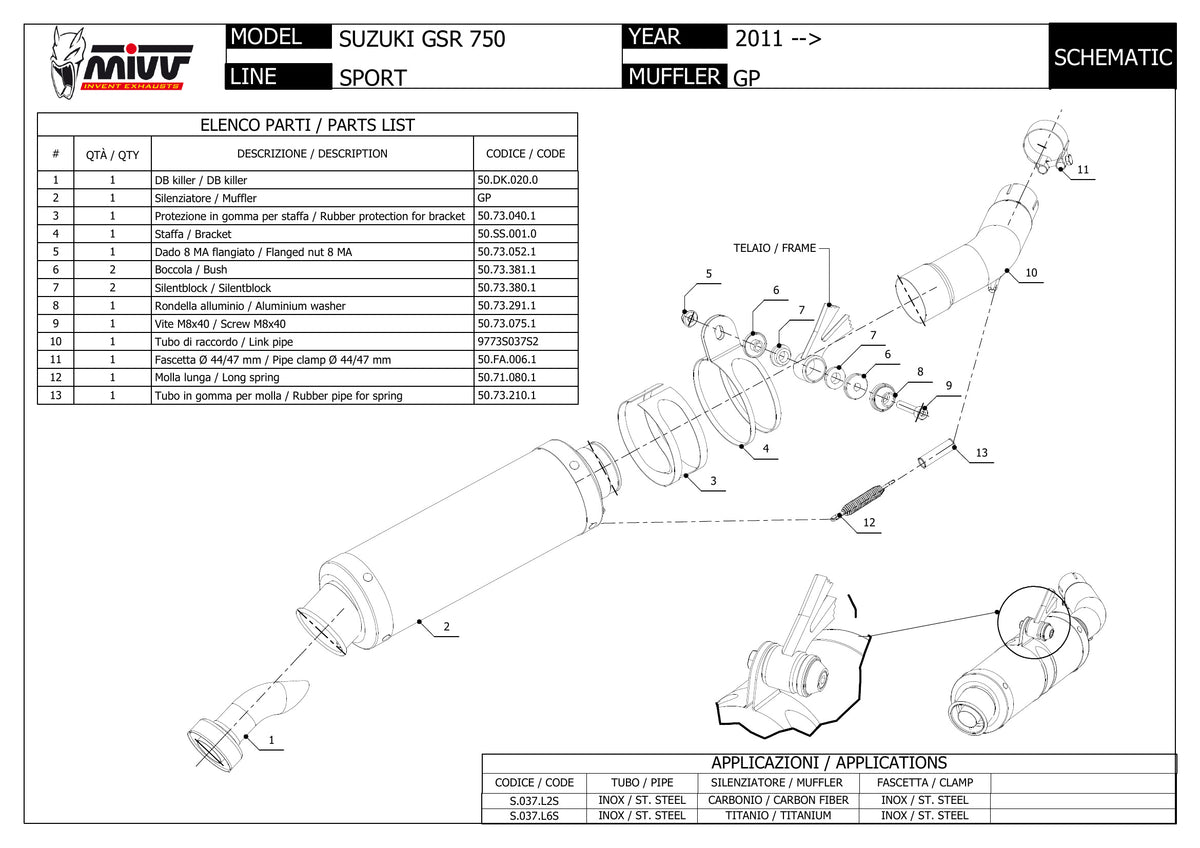 MIVV GP Auspuff schwarz passend für Suzuki GSR 750 2011-2016