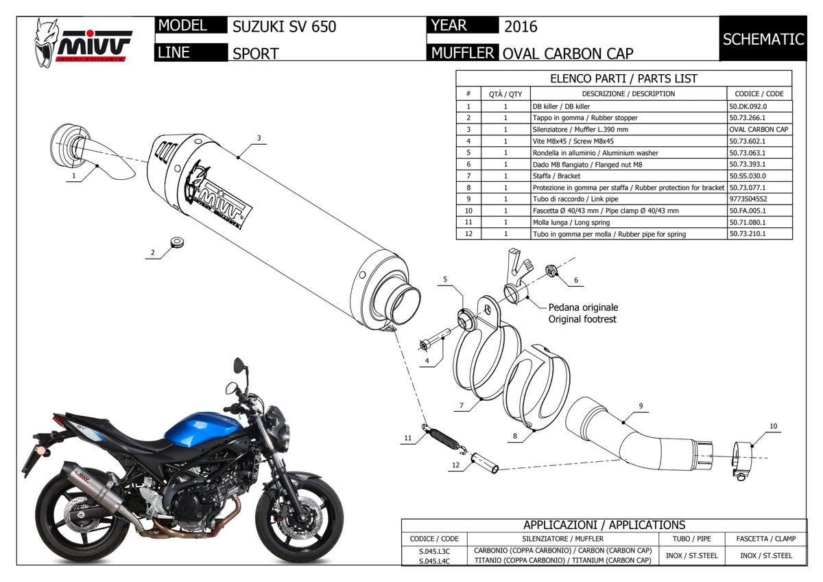 MIVV Oval Auspuff Carbon passend für Suzuki SV 650 2016-2024