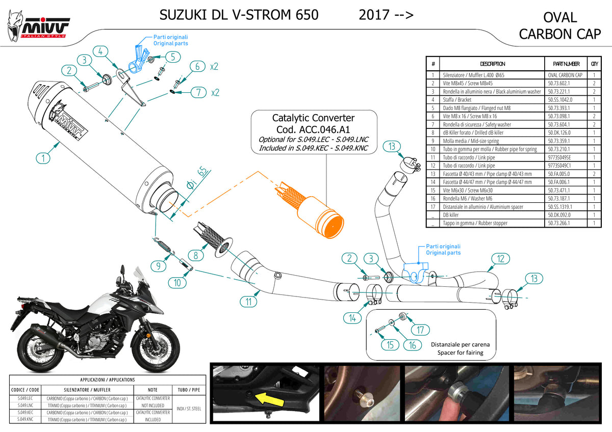 MIVV Oval Auspuff Carbon passend für SUZUKI V-Strom 650 2017-2024