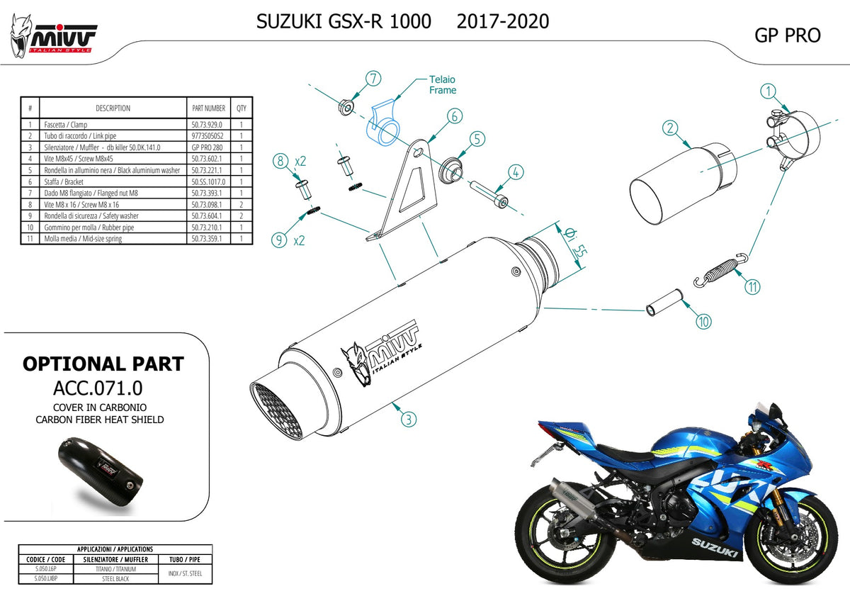 MIVV GPpro Auspuff passend für SUZUKI GSX-R 1000 2017-2020