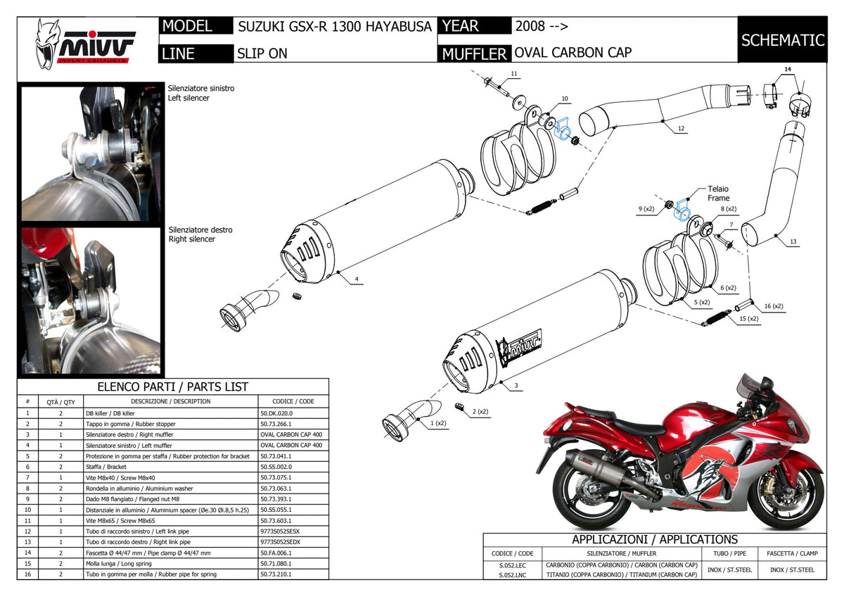 MIVV Oval Auspuff Carbon passend für Suzuki GSX-R 1300 HAYABUSA 2008-2017