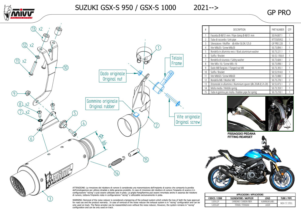 MIVV GPpro Auspuff Carbon passend für SUZUKI GSX-S 1000 2021-2026