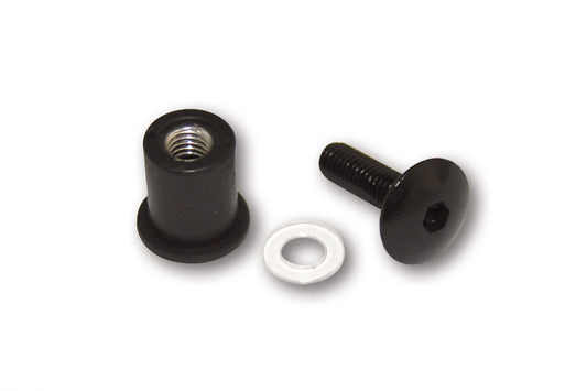 Alu-Verkleidungsschrauben M6 mit Gummimutter für Verkleidungsscheiben 8 Stück - Kama Bike Parts