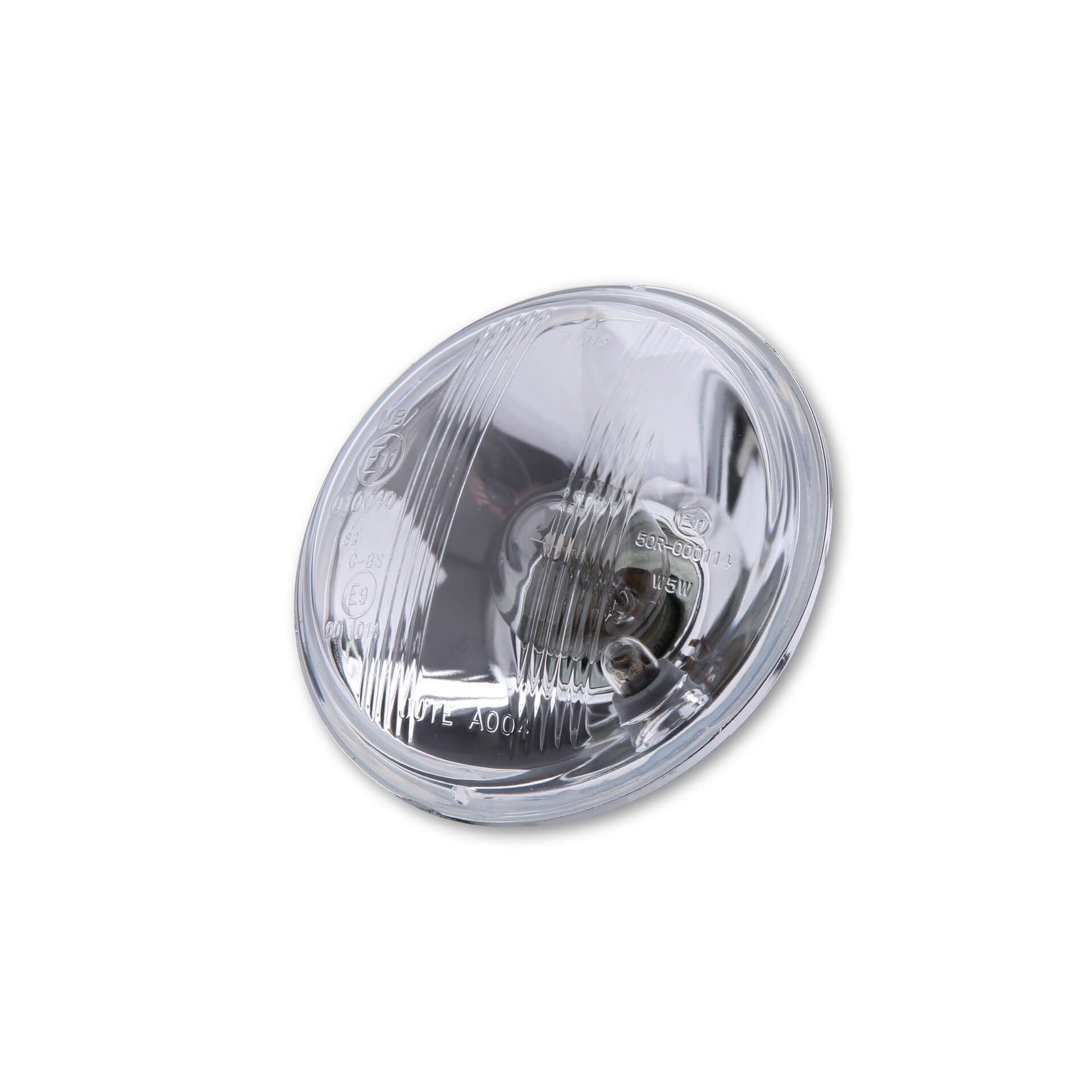 Scheinwerfereinsatz 4 1/2 Zoll geprägtes Glas mit Bilux Birne und Standlicht - Kama Bike Parts