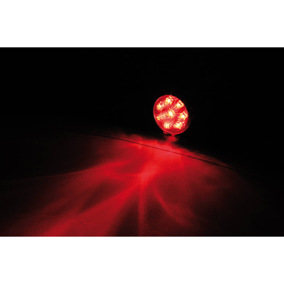 SHIN YO LED-Rücklicht BATES STYLE schwarzes Gehäuse m. Chromrahmen rotes Glas - Kama Bike Parts