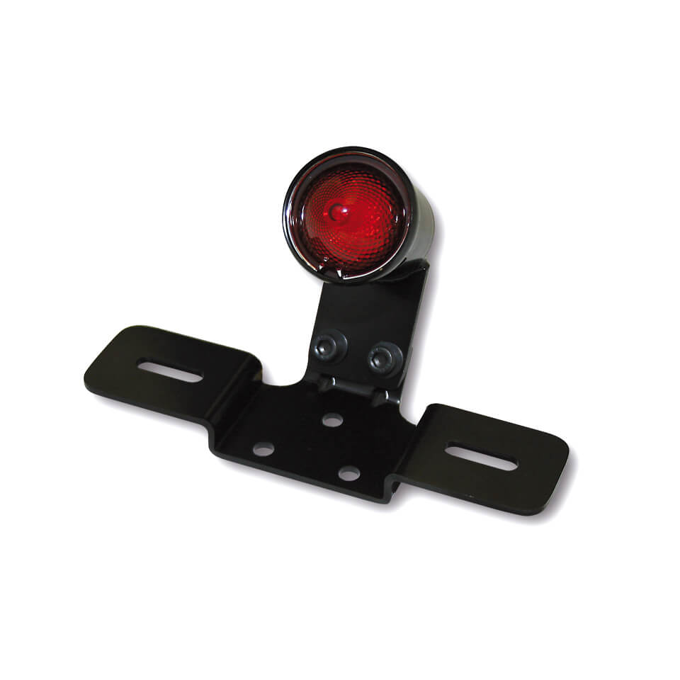 SHIN YO LED-Rücklicht OLD SCHOOL TYP3 schwarz rotes Glas mit Nr.-Schildhalter - Kama Bike Parts