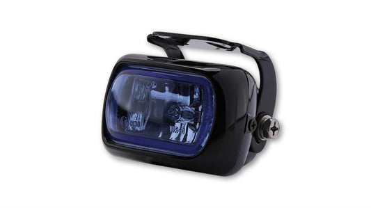 SHIN YO Nebelscheinwerfer schwarzes Alugehäuse mit Halter Glas blau - Kama Bike Parts