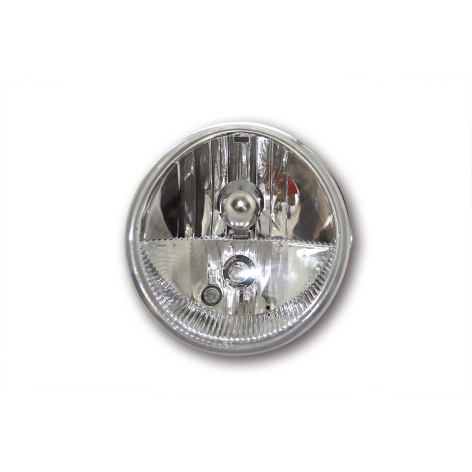 SHIN YO Universal Scheinwerfer OVAL mit Standlicht schwarz 12V H9+H11 E-gepr. - Kama Bike Parts