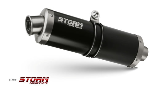 STORM OVAL Auspuff schwarz passend für Yamaha YZF-R6 2003-2005