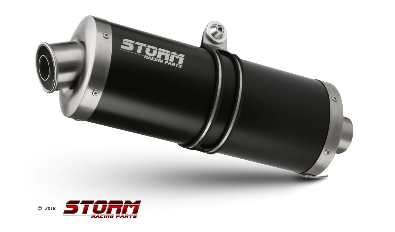 STORM OVAL Auspuff schwarz passend für Suzuki GSF 1200 Bandit 1996-2000