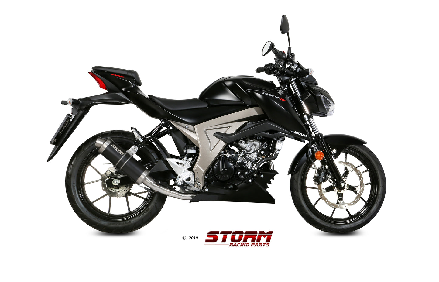 STORM GP Auspuff schwarz passend für SUZUKI GSX-R 125 2017-2020