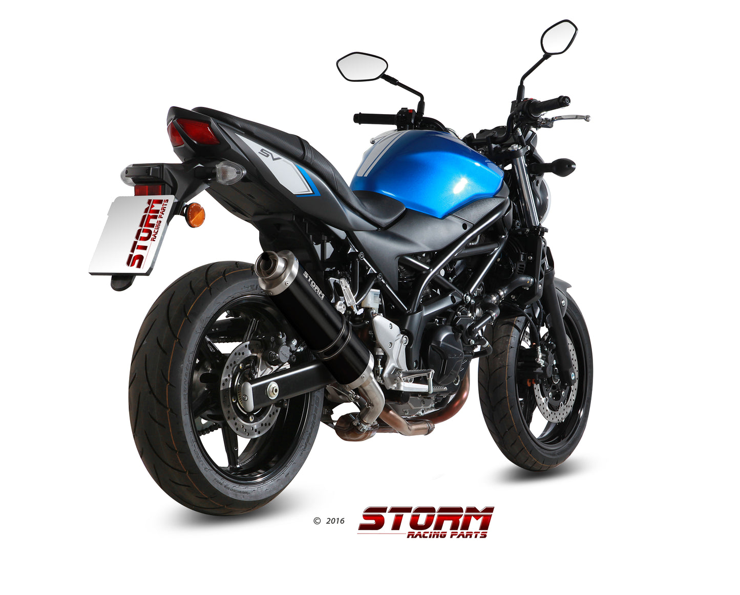 STORM OVAL Auspuff schwarz passend für Suzuki SV 650 2016-2024