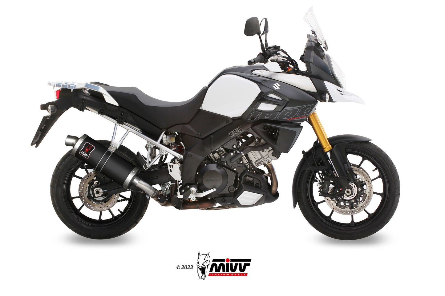 MIVV DAKAR Auspuff Edelstahl schwarz passend für SUZUKI V-STROM 1000 2014-2020
