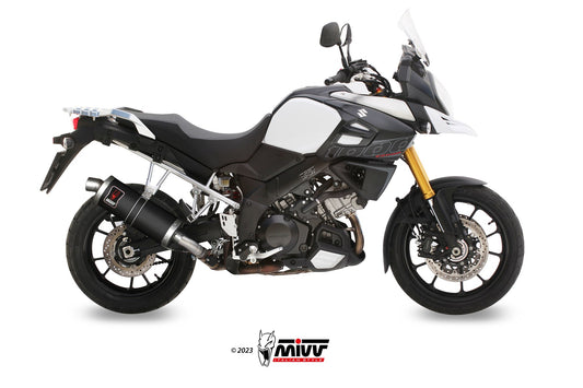 MIVV DAKAR Auspuff Edelstahl schwarz passend für SUZUKI V-STROM 1000 2014-2020