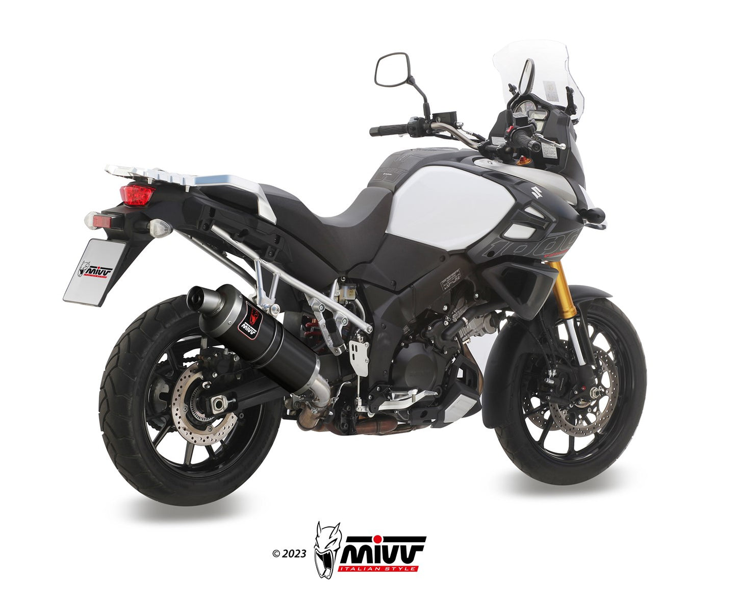MIVV DAKAR Auspuff Edelstahl schwarz passend für SUZUKI V-STROM 1000 2014-2020