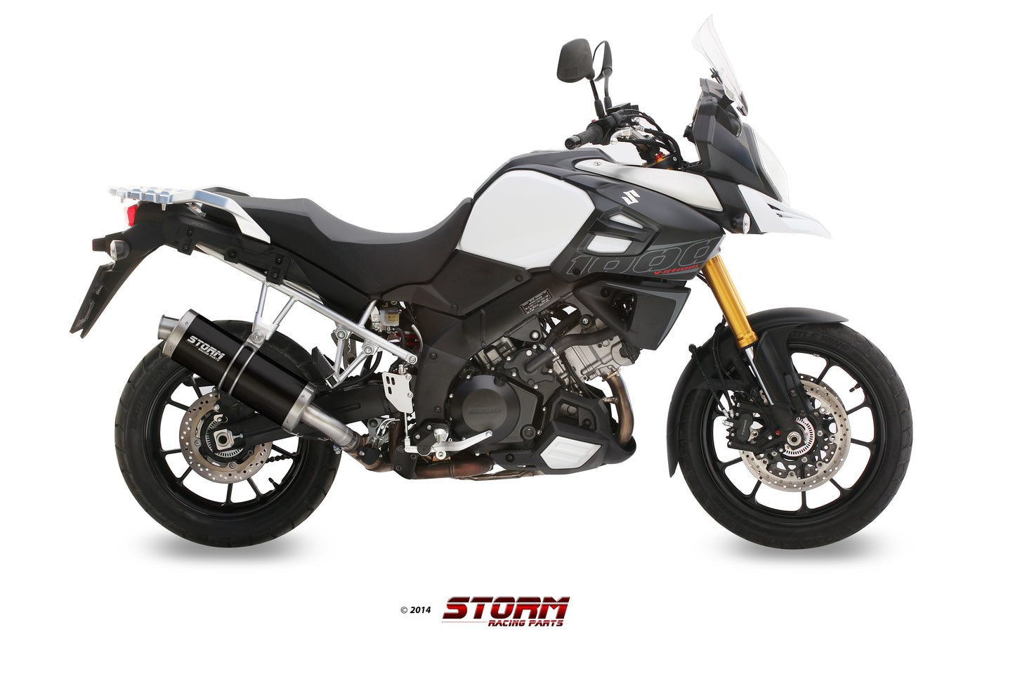 STORM OVAL Auspuff schwarz passend für Suzuki DL 1000/1050/XT V-Strom 2014-2024