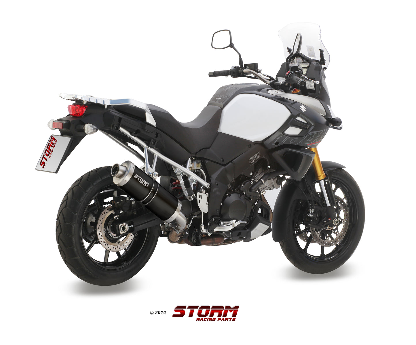 STORM OVAL Auspuff schwarz passend für Suzuki DL 1000/1050/XT V-Strom 2014-2024