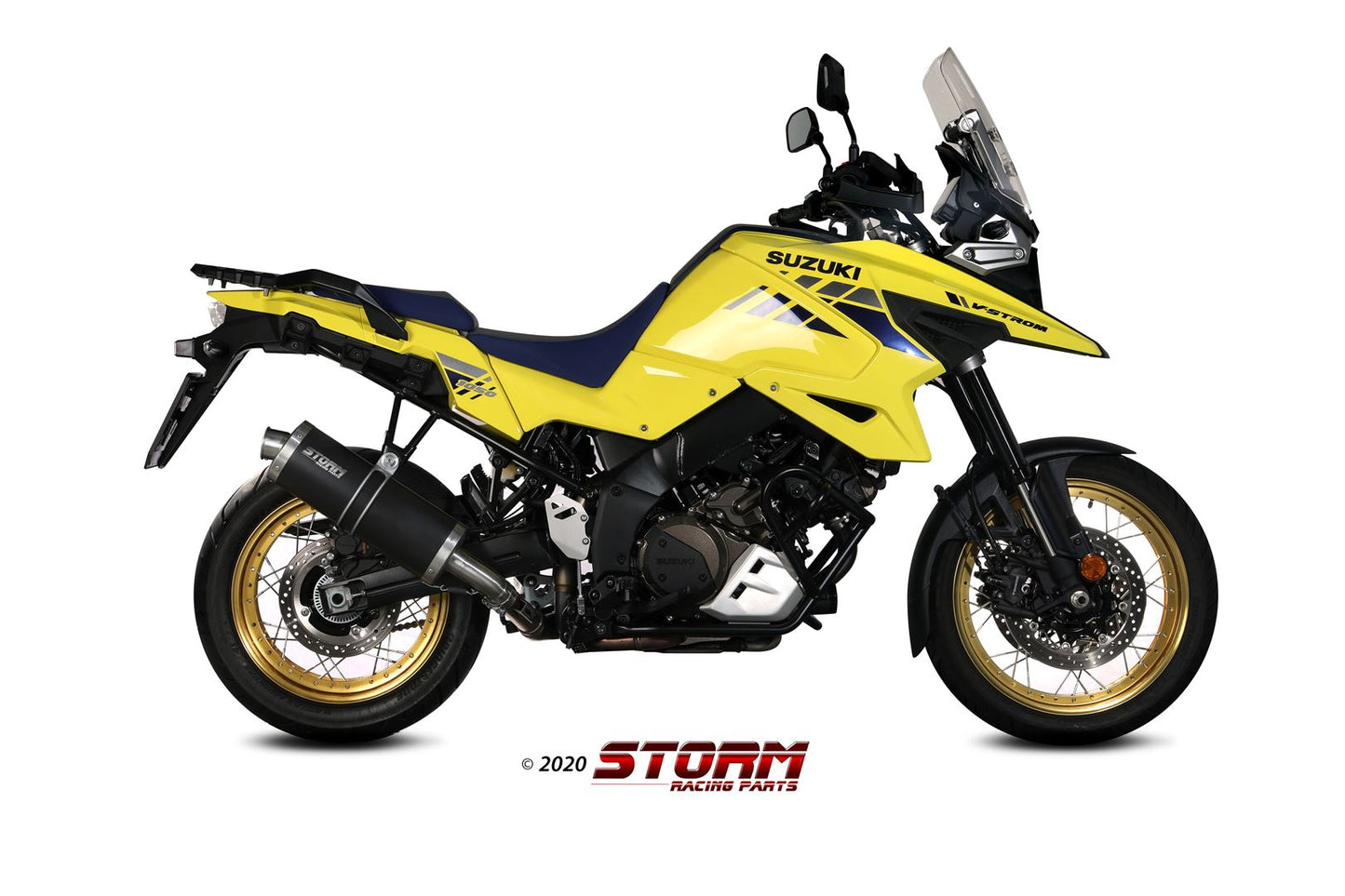 STORM OVAL Auspuff schwarz passend für Suzuki DL 1000/1050/XT V-Strom 2014-2024