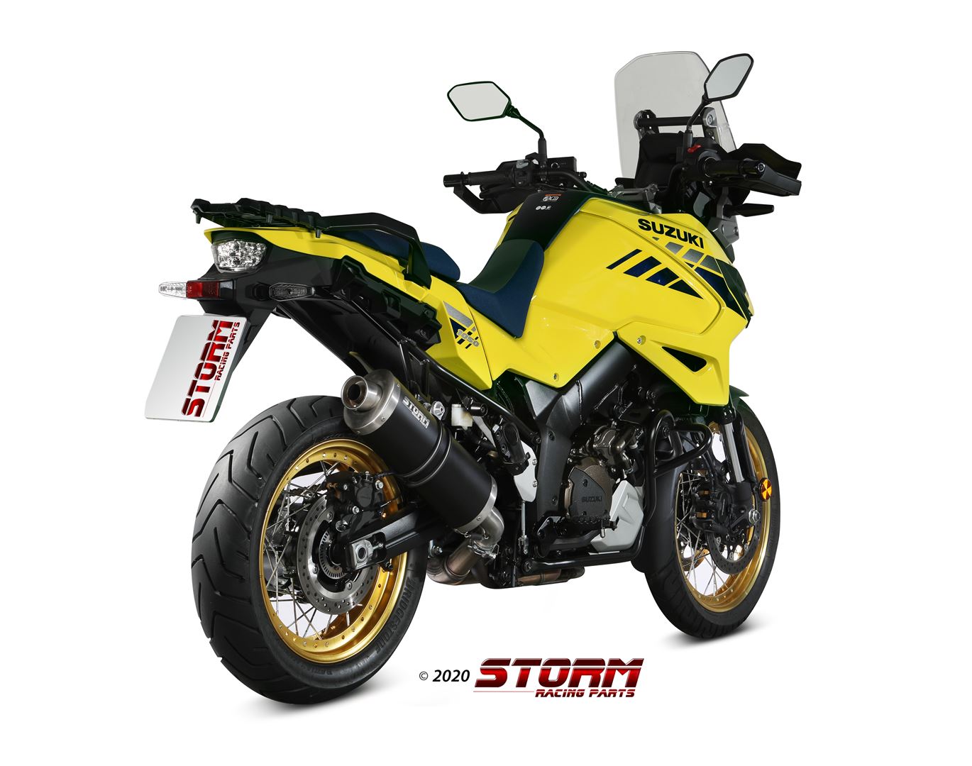 STORM OVAL Auspuff schwarz passend für Suzuki DL 1000/1050/XT V-Strom 2014-2024