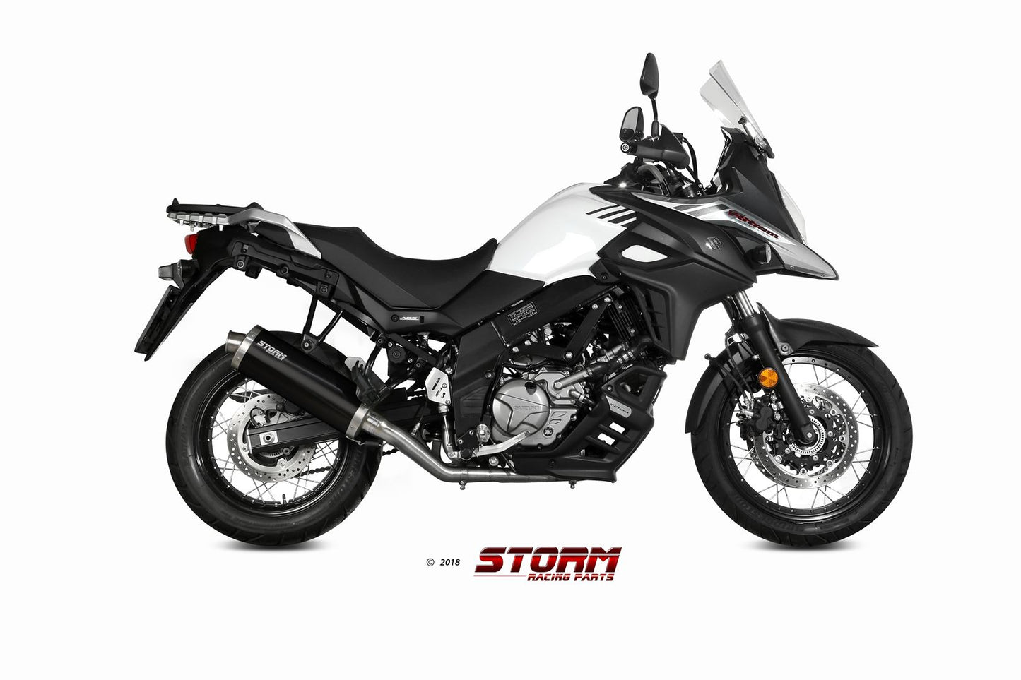 STORM OVAL Auspuff schwarz passend für Suzuki V-Strom 650 2017-2024