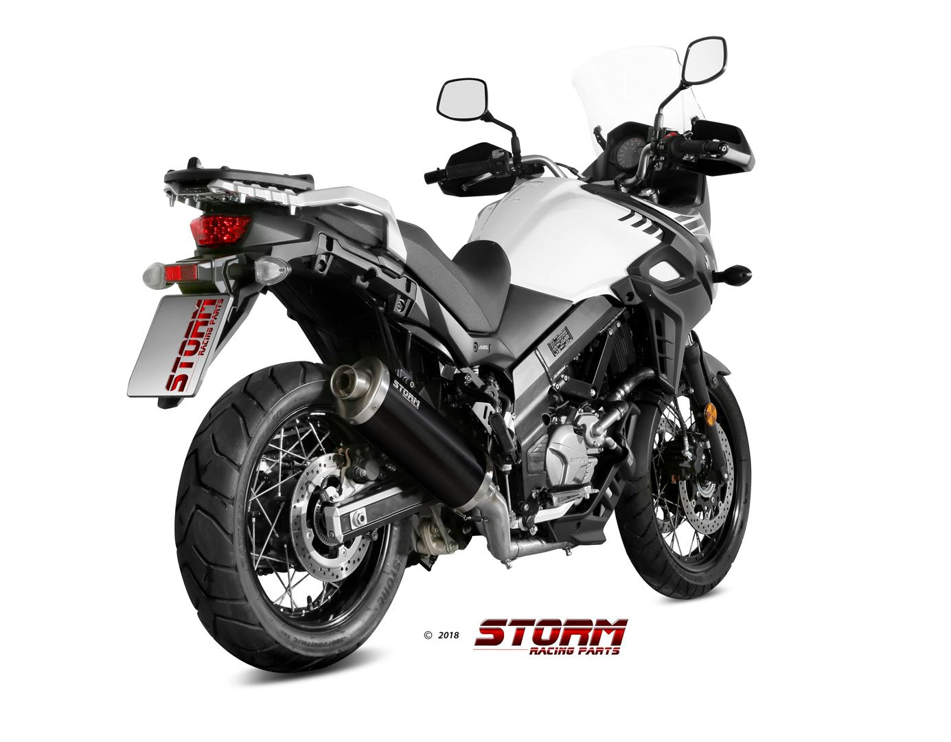 STORM OVAL Auspuff schwarz passend für Suzuki V-Strom 650 2017-2024