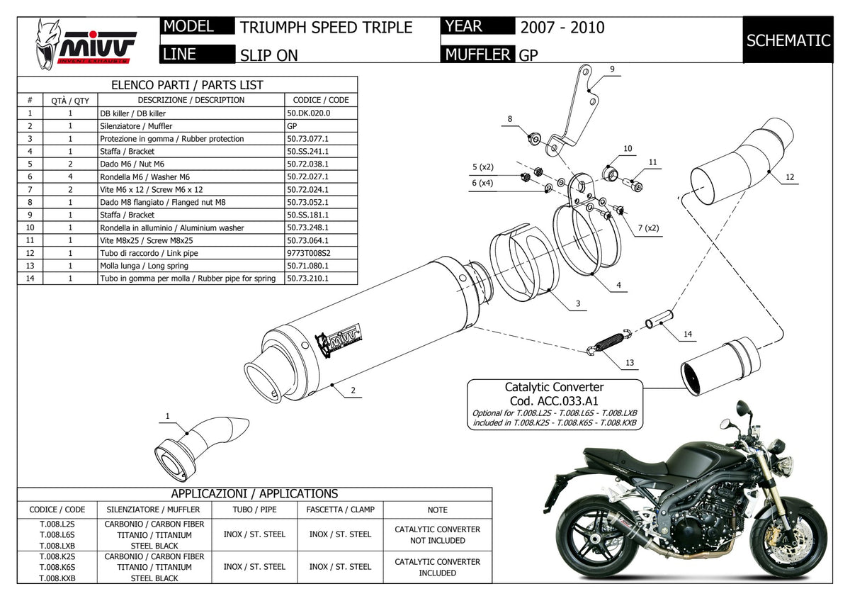 MIVV GP Auspuff Carbon passend für Triumph Speed Triple 2007-2010