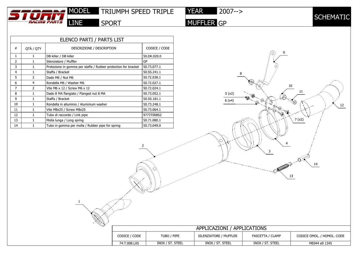 STORM GP Auspuff passend für Triumph Speed Triple 2007-2010
