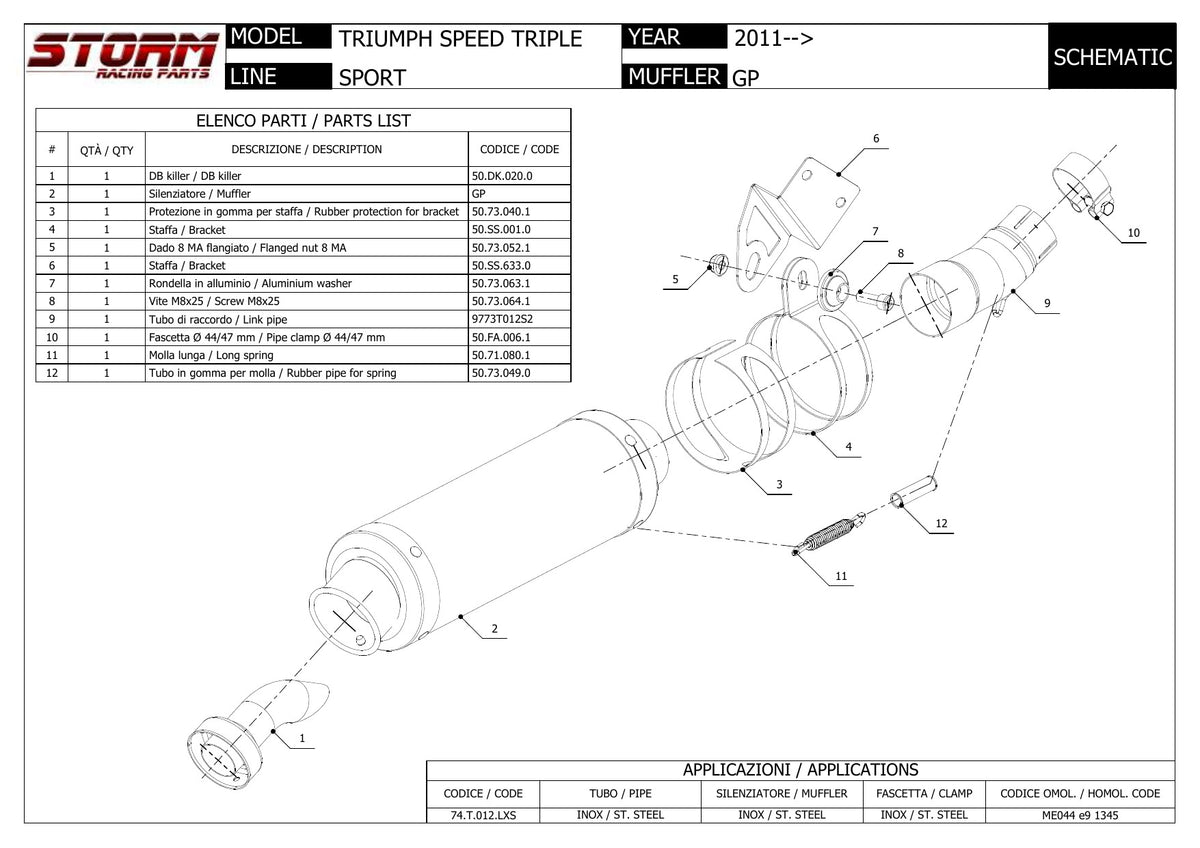 STORM GP Auspuff passend für Triumph Speed Triple 2011-2015