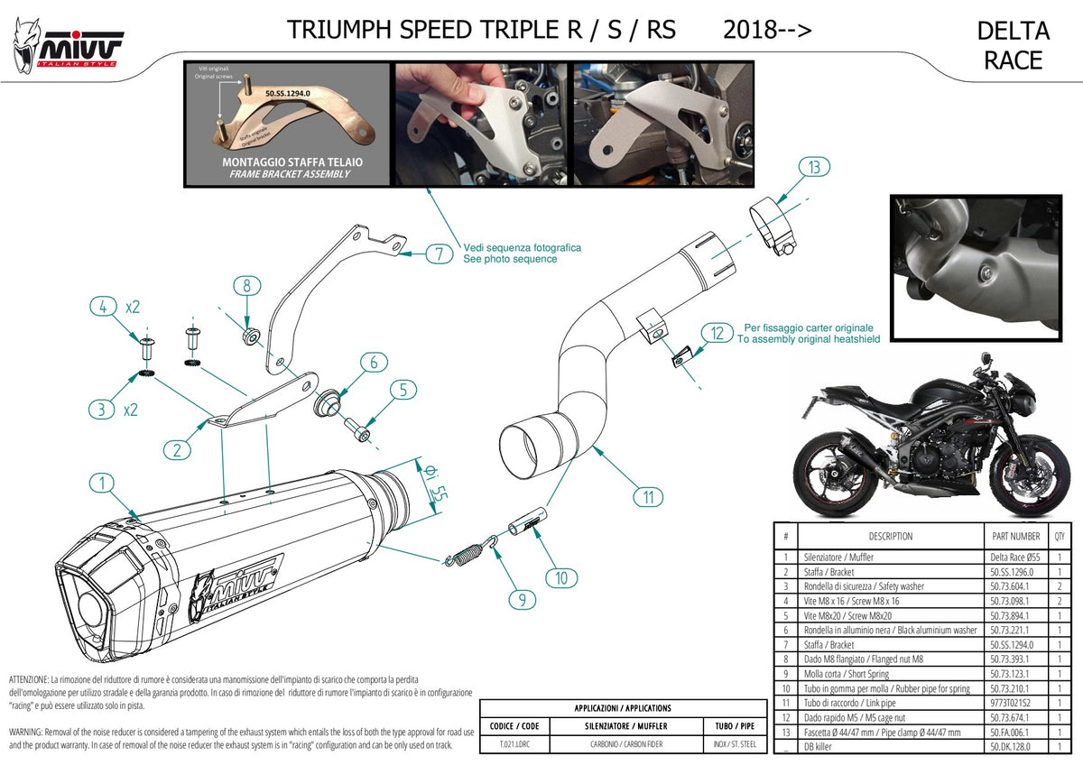 MIVV DELTA RACE Auspuff passend für TRIUMPH SPEED TRIPLE 1050 R/RS/S 18-20