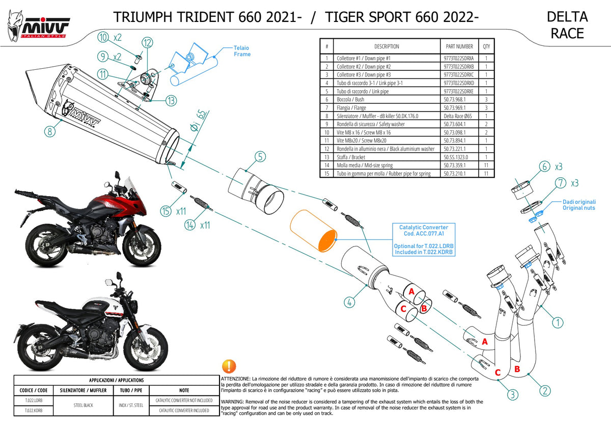 MIVV DELTA RACE Auspuff Komplettanlage passend für TRIUMPH TRIDENT 660 2021-2024