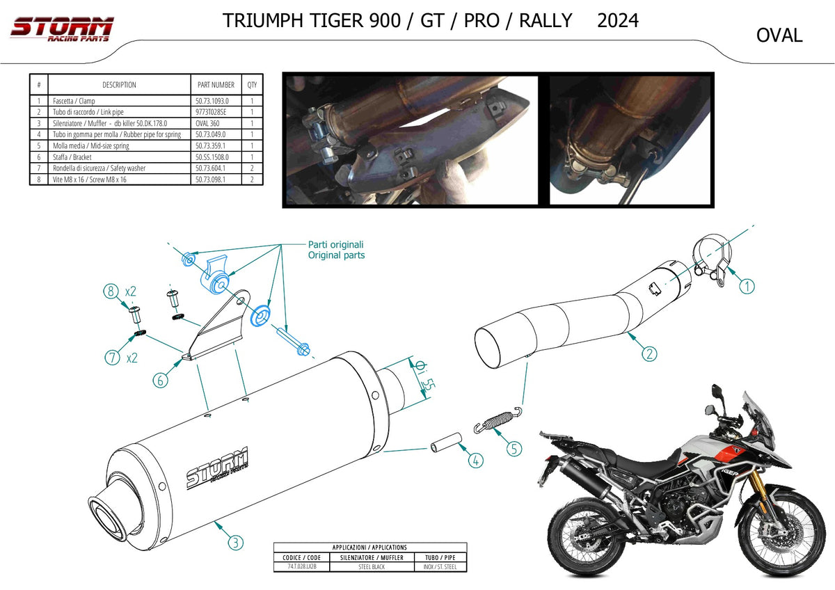 STORM Oval Auspuff passend für TRIUMPH TIGER 900 / GT / PRO / RALLY 2024-2026