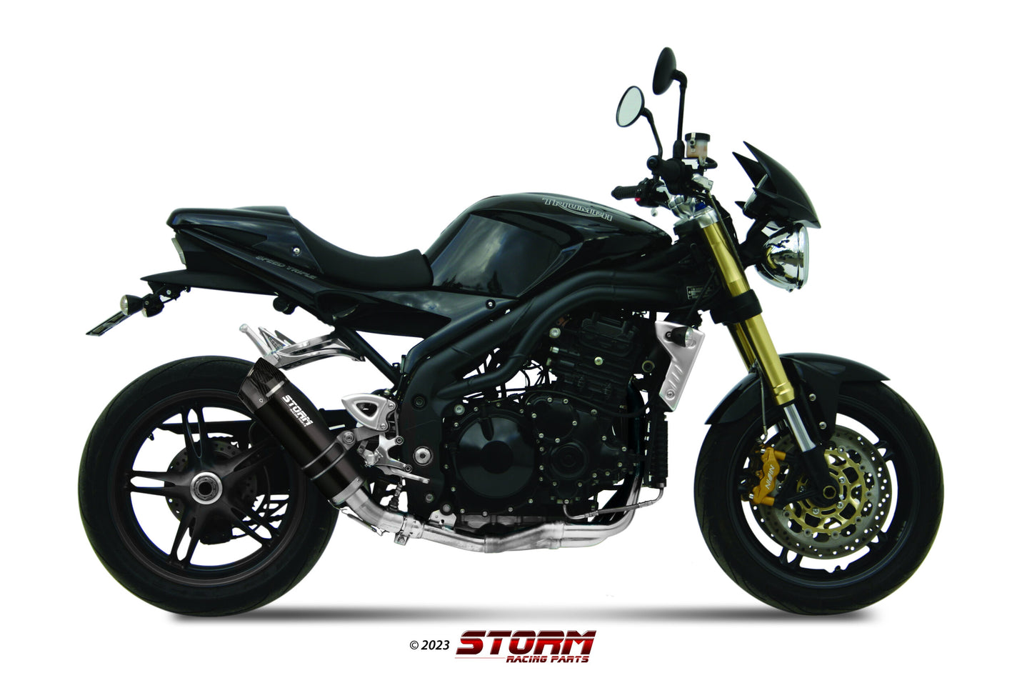 STORM GP-C Auspuff schwarz passend für TRIUMPH SPEED TRIPLE 1050 2005-2006