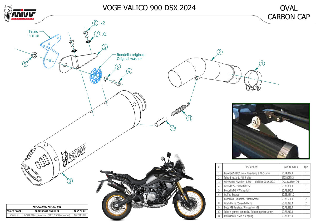 MIVV Oval Auspuff schwarz passend für VOGE VALICO 900 DSX 2024-2026