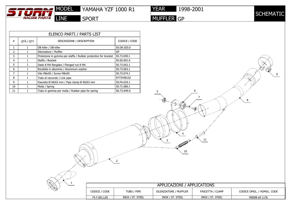 STORM GP Auspuff passend für Yamaha YZF-R1 1998-2001