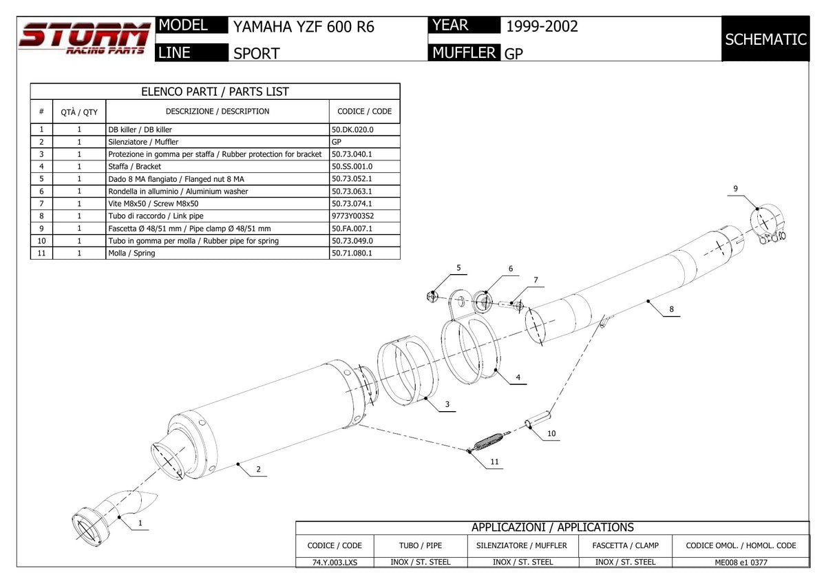 STORM GP Auspuff passend für Yamaha YZF-R6 1999-2002