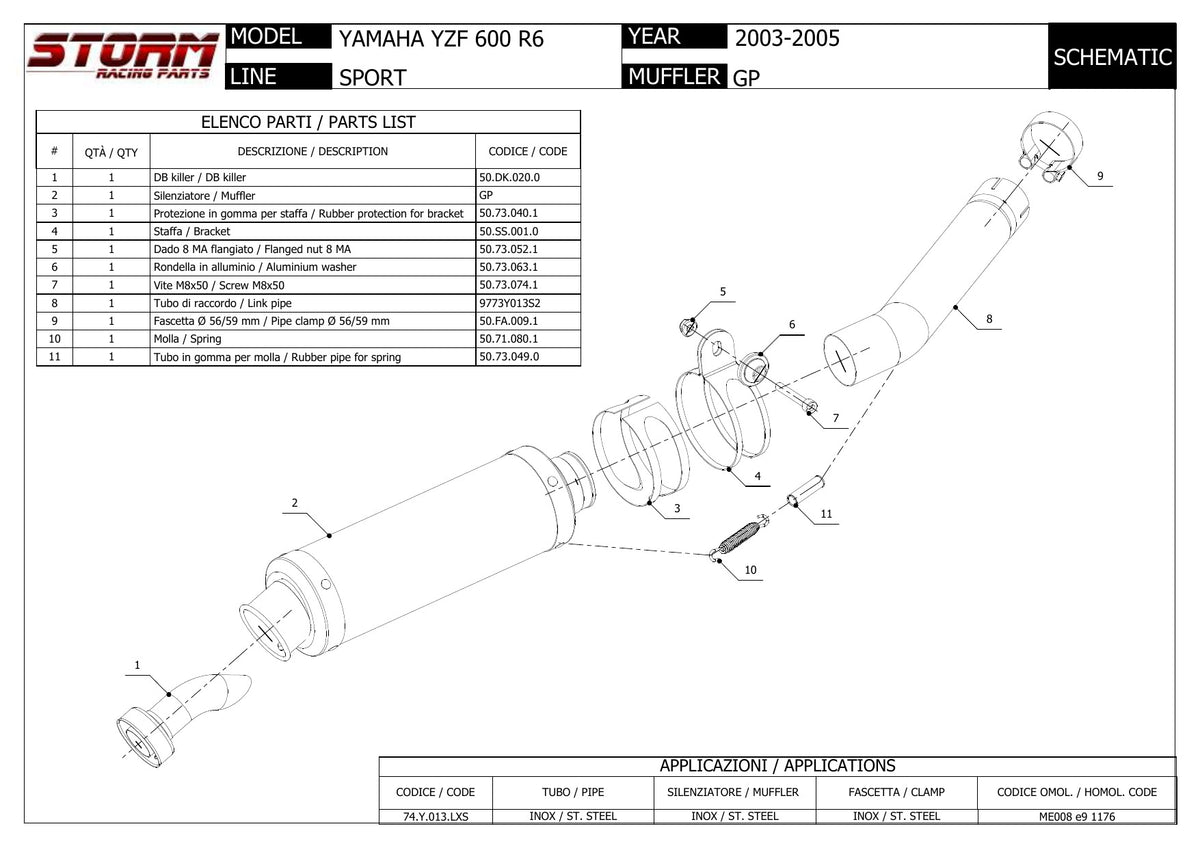 STORM GP Auspuff passend für Yamaha YZF-R6 2003-2005