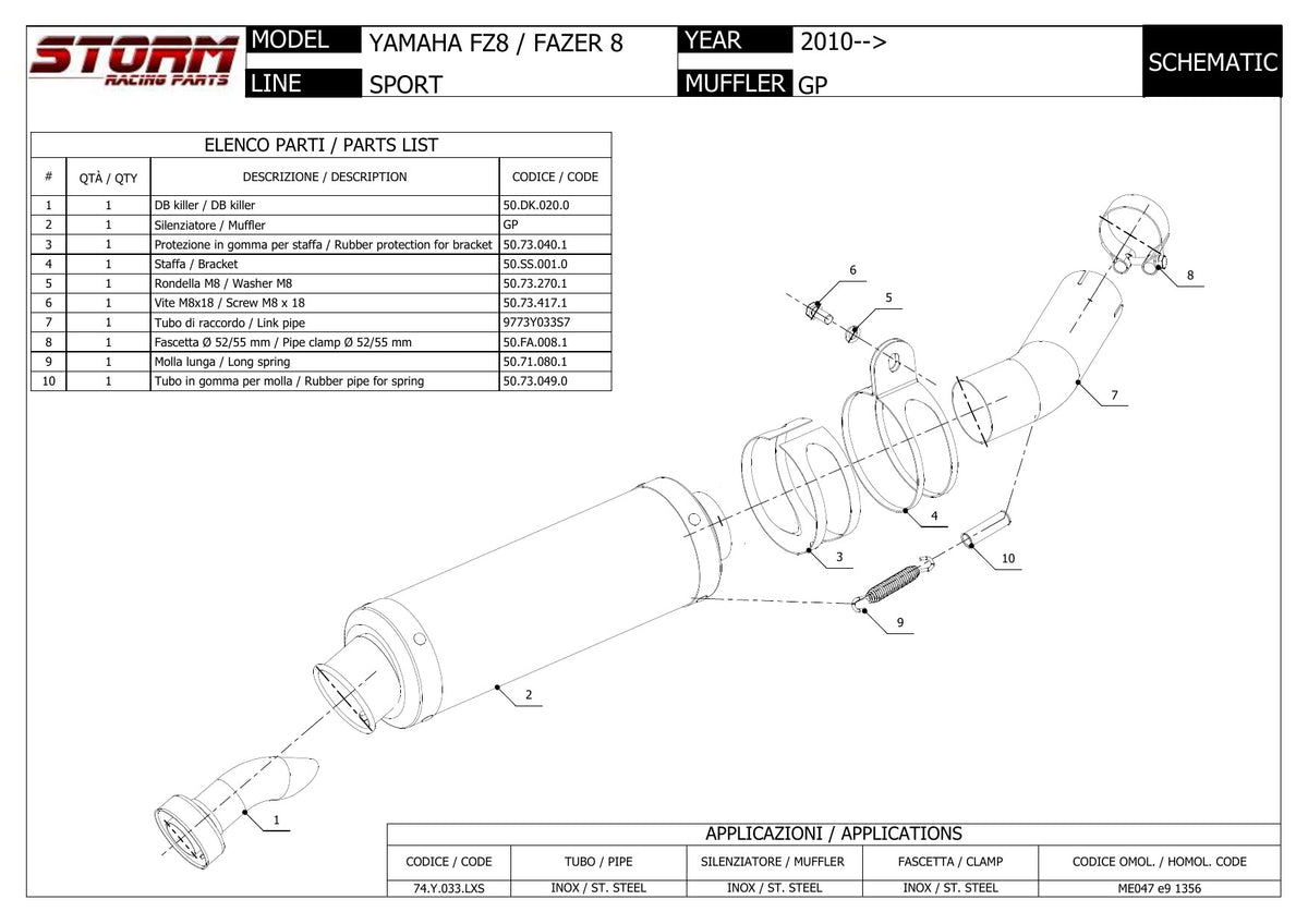 STORM GP Auspuff passend für Yamaha FZ8 / Fazer 8 2010-2016