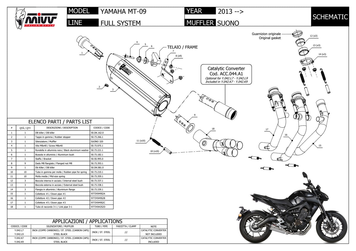 MIVV Suono Auspuff Komplettanlage passend für Yamaha MT-09 / SP 2013-2020