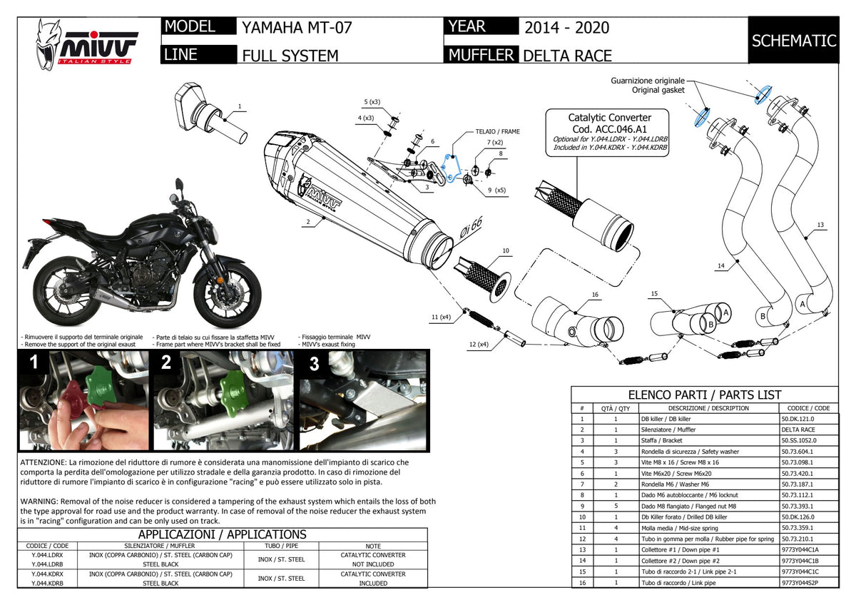 MIVV Delta Race Auspuff Edelstahl passend für YAMAHA MT-07 2014-2020