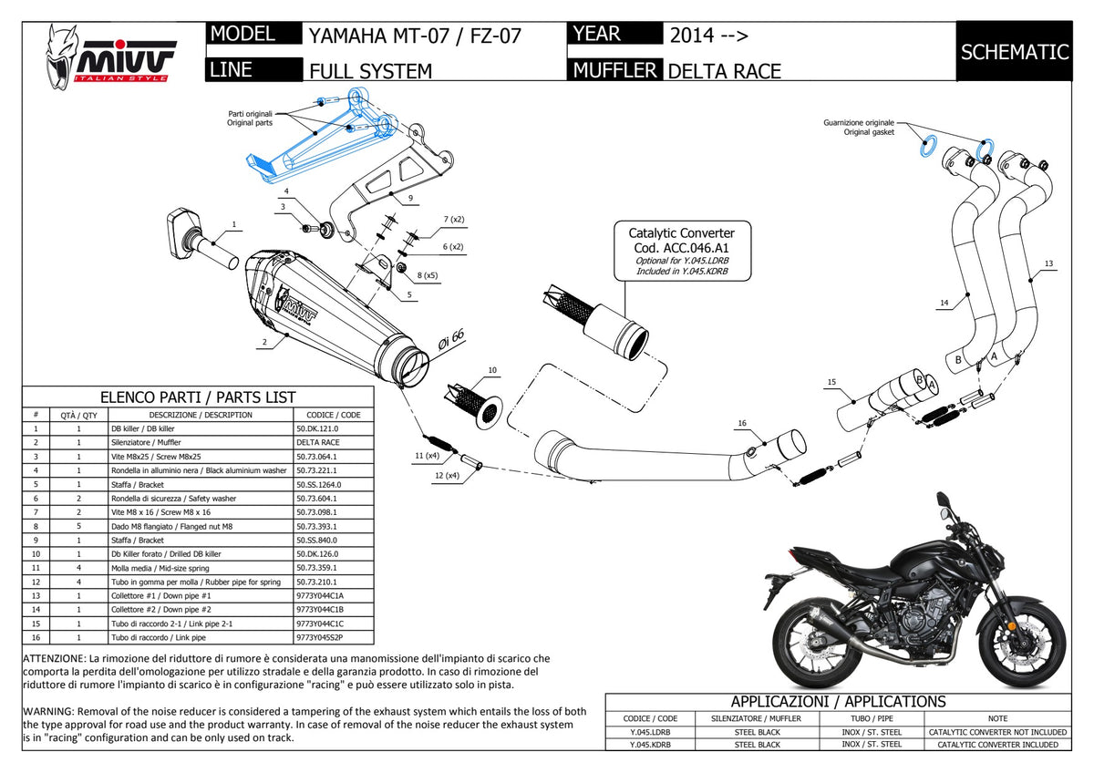 MIVV Delta Race Auspuff Komplettanlage passend für YAMAHA MT-07 2014-2024
